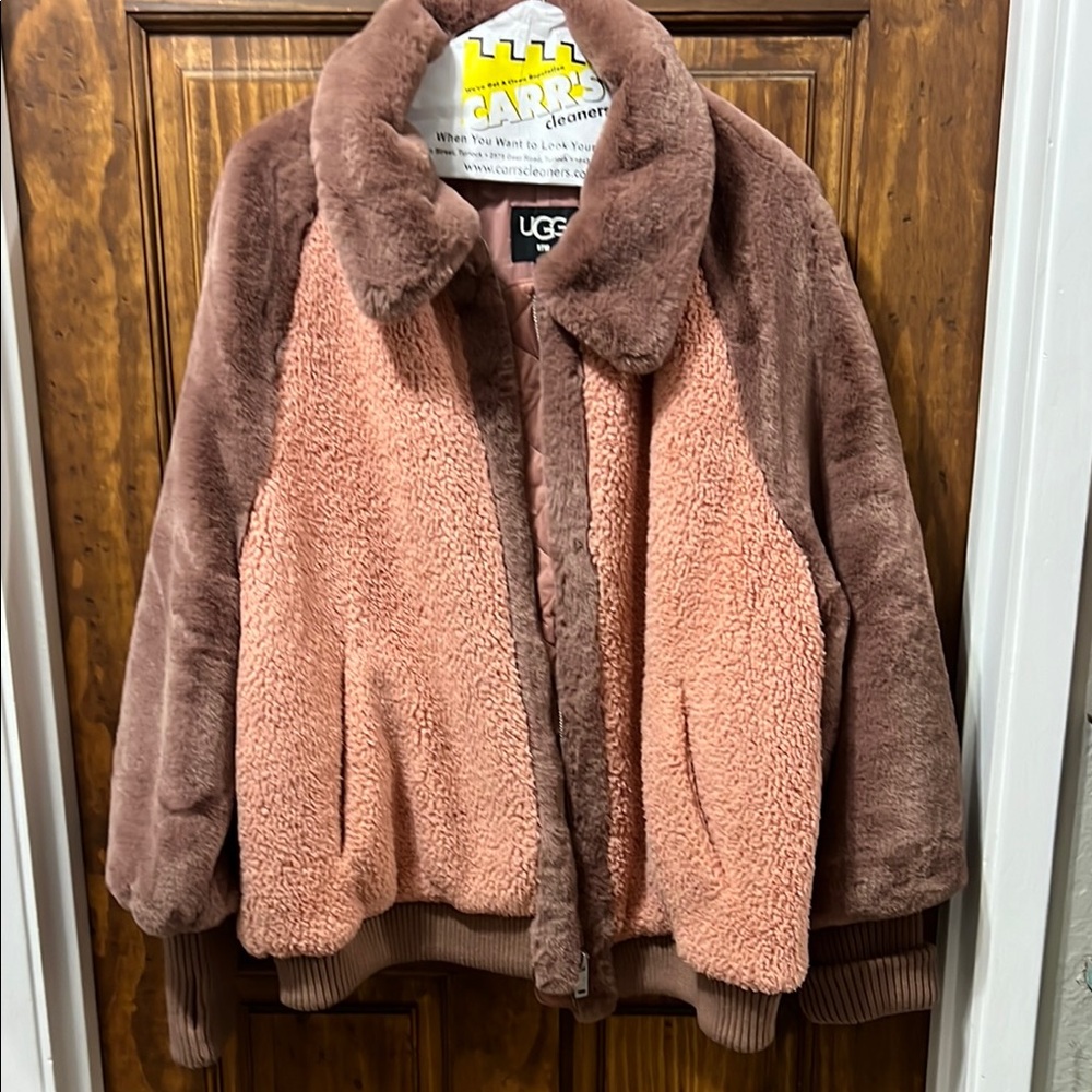 UGG Pink and Brown Faux Fur Jacket